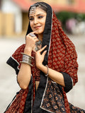 Alluring Black Printed Cotton Navratri Lehenga Choli With Dupatta - Zeel Clothing