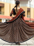 Alluring Black Printed Cotton Navratri Lehenga Choli With Dupatta - Zeel Clothing