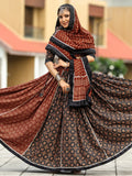 Alluring Black Printed Cotton Navratri Lehenga Choli With Dupatta - Zeel Clothing