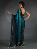 Alluring Blue Border Work Satin Bollywood Saree With Blouse - Zeel Clothing