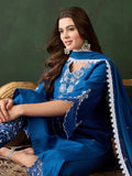 Alluring Blue Chanderi Embroidered Kurta Trouser With Dupatta - Zeel Clothing