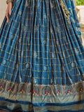 Alluring Blue Foil Print Silk Bridesmaid Lehenga Choli With Dupatta - Zeel Clothing