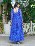 Alluring Blue Kutchi Patch Work Georgette Navratri Special Gown - Zeel Clothing