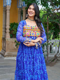 Alluring Blue Kutchi Patch Work Georgette Navratri Special Gown - Zeel Clothing