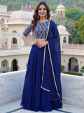 Alluring Blue Sequins Embroidered Georgette Lehenga Choli With Dupatta