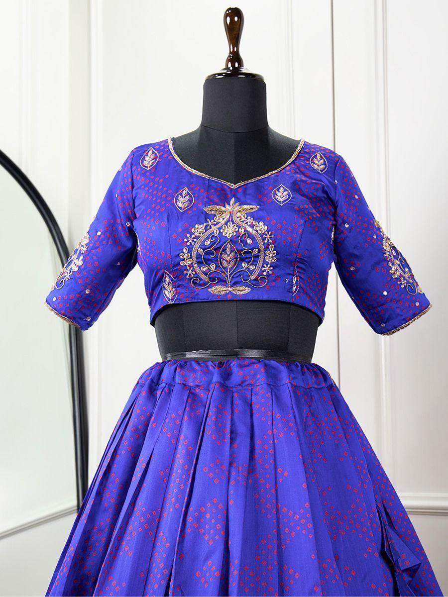 Alluring Blue Zari Work Jacquard Lehenga Choli - Zeel Clothing
