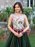 Alluring Bottle Green Tissue Silk Function Wear Lehenga With Embroidered Blouse - Zeel Clothing