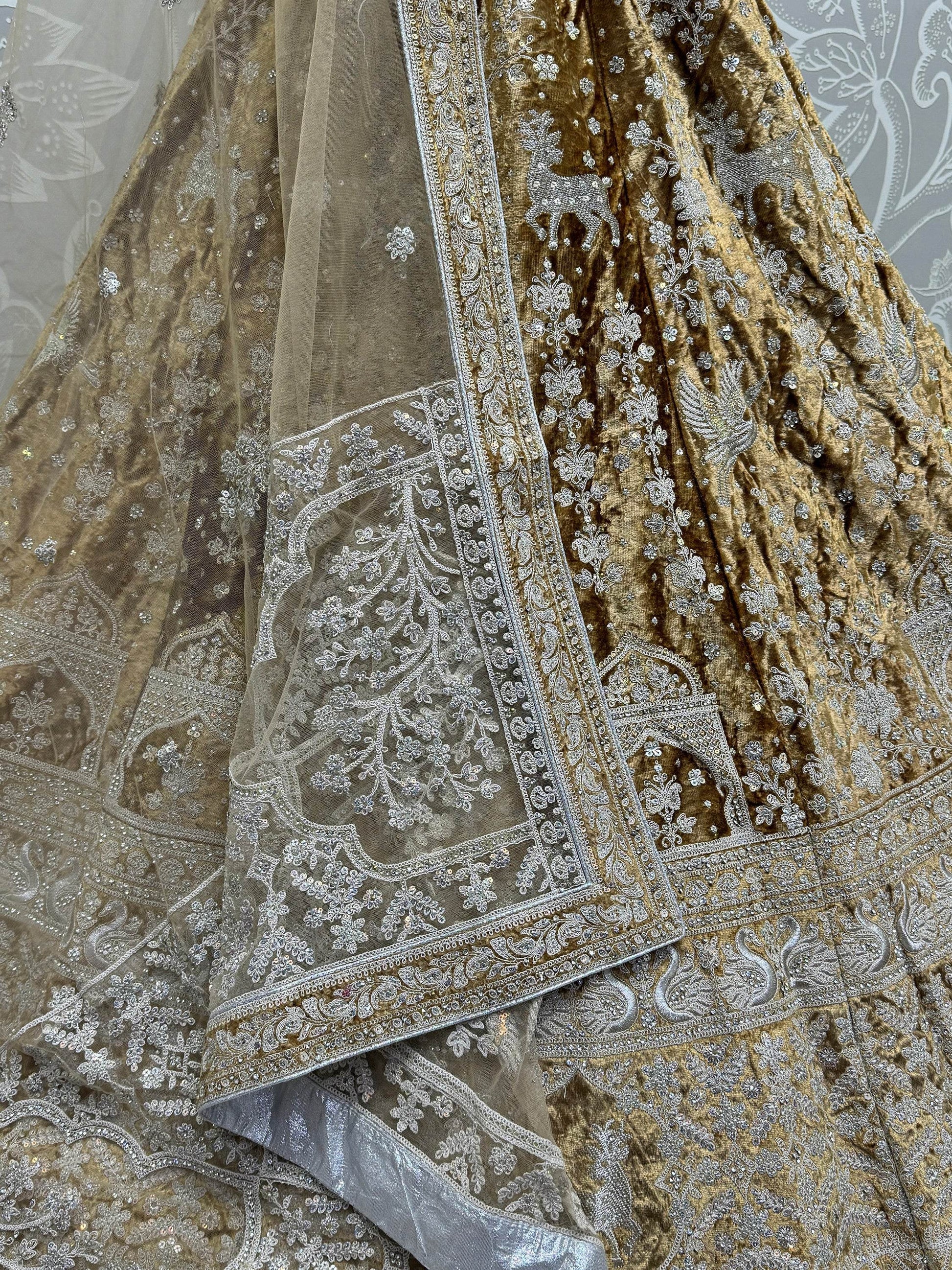 Alluring Brown Embroidered Velvet Wedding Lehenga Choli With Dupatta - Zeel Clothing