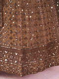Alluring Brown Sequins Net Bridesmaid Lehenga Choli With Dupatta - Zeel Clothing