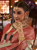 Alluring Cream Zari Woven Kanjivaram Silk Wedding Wear Saree - Zeel Clothing