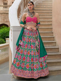 Alluring Green Bandhani Print Silk Reception Wear Lehenga Choli - Zeel Clothing