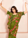 Alluring Green Digital Printed Georgette Office Wear Saree With Blouse - Zeel Clothing