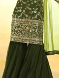 Alluring Green Embroidered Georgette Mehendi Wear Sharara Suit - Zeel Clothing