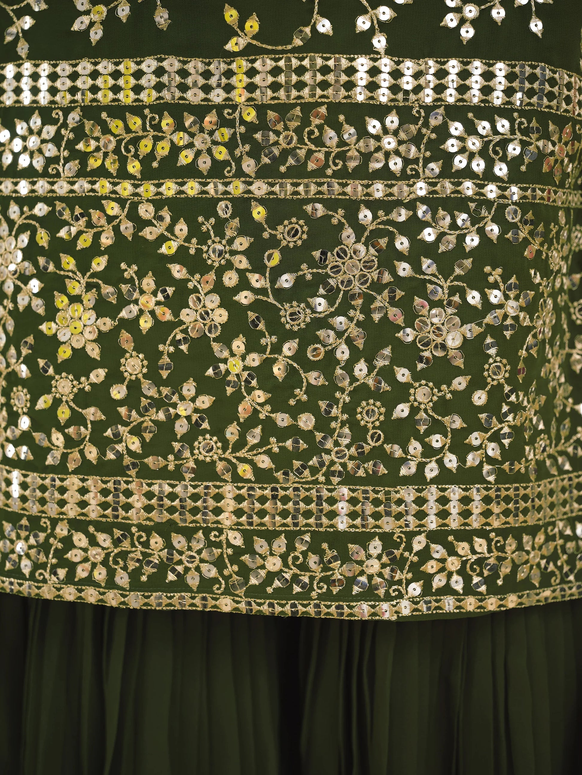 Alluring Green Embroidered Georgette Mehendi Wear Sharara Suit - Zeel Clothing