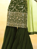 Alluring Green Embroidered Georgette Mehendi Wear Sharara Suit - Zeel Clothing