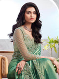 Alluring Green Embroidered Shimmer Silk Bridesmaid Saree With Blouse - Zeel Clothing