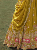 Alluring Green Khatli Work Tissue Event Wear Lehenga Choli With Dupatta