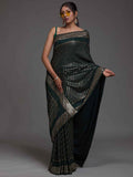Alluring Green Sequins Georgette Reception Wear Saree With Blouse - Zeel Clothing