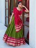 Alluring Green Zari Weaving Chanderi Festival Wear Lehenga Choli - Zeel Clothing