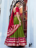 Alluring Green Zari Weaving Chanderi Festival Wear Lehenga Choli - Zeel Clothing