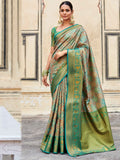 Alluring Green Zari Weaving Silk Festive Wear Saree With Blouse - Zeel Clothing