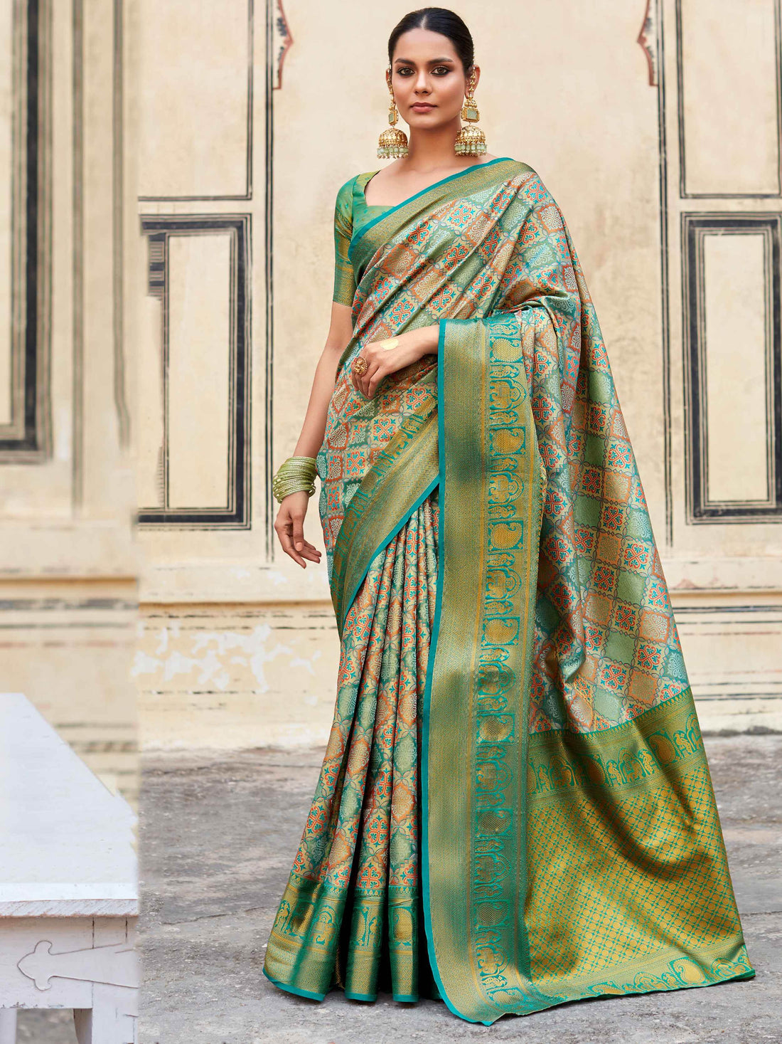 Alluring Green Zari Weaving Silk Festive Wear Saree With Blouse - Zeel Clothing