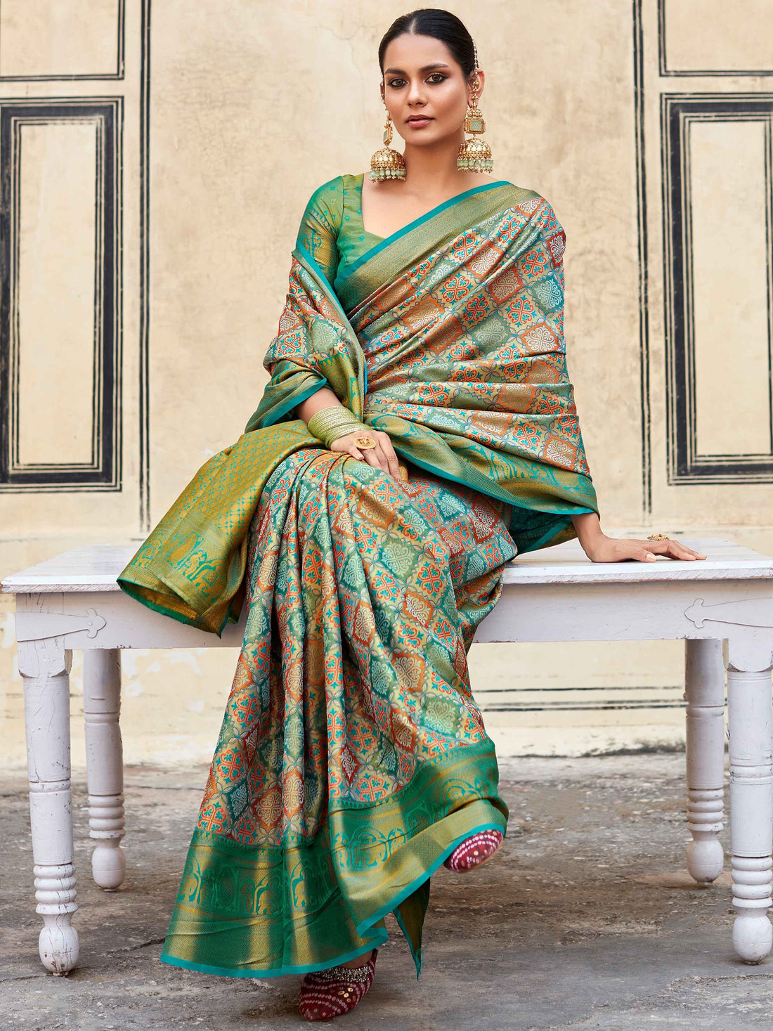 Alluring Green Zari Weaving Silk Festive Wear Saree With Blouse - Zeel Clothing