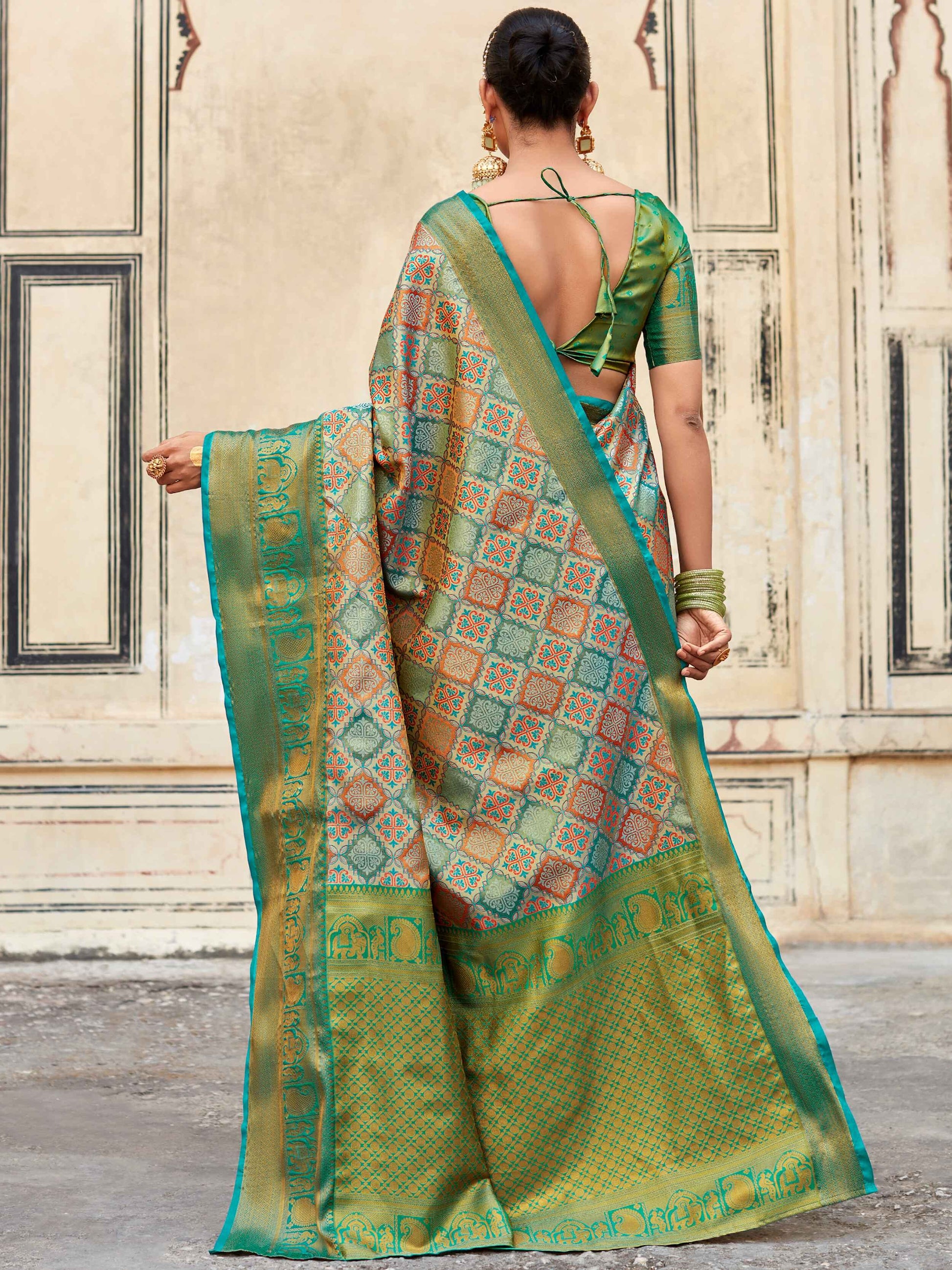 Alluring Green Zari Weaving Silk Festive Wear Saree With Blouse - Zeel Clothing
