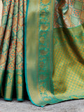 Alluring Green Zari Weaving Silk Festive Wear Saree With Blouse - Zeel Clothing