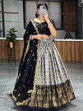 Alluring Grey Dolla Silk Bandhani Print Festive Wear Lehenga Choli - Zeel Clothing