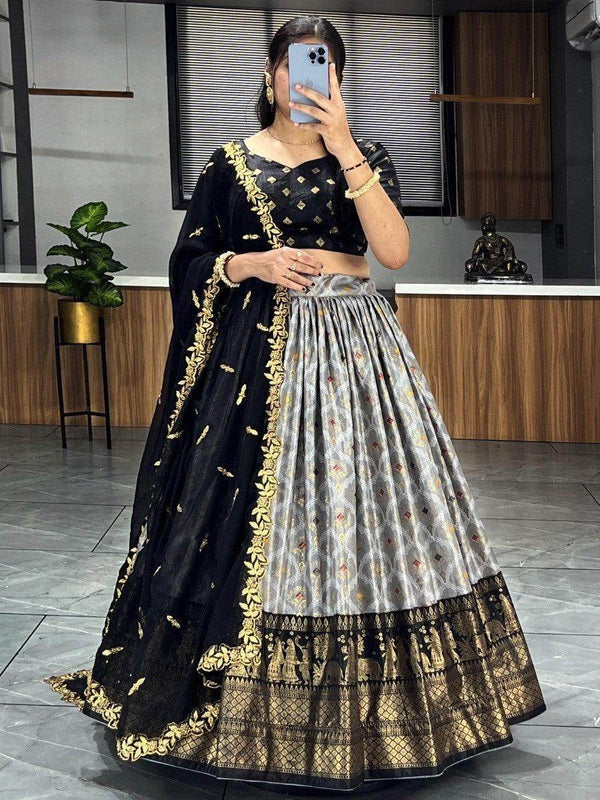 Alluring Grey Dolla Silk Bandhani Print Festive Wear Lehenga Choli - Zeel Clothing