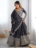 Alluring Grey Dori Work Silk Traditional Lehenga Choli With Dupatta - Zeel Clothing