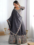 Alluring Grey Dori Work Silk Traditional Lehenga Choli With Dupatta - Zeel Clothing