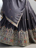 Alluring Grey Dori Work Silk Traditional Lehenga Choli With Dupatta - Zeel Clothing
