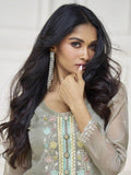 Alluring Grey Embroidered Organza Festival Wear Pant Suit With Dupatta - Zeel Clothing