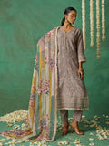 Alluring Grey Organza Traditional Pant Suit With Printed Dupatta