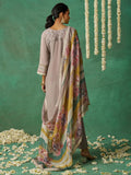 Alluring Grey Organza Traditional Pant Suit With Printed Dupatta