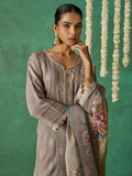 Alluring Grey Organza Traditional Pant Suit With Printed Dupatta