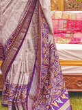 Alluring Grey Patola Printed Silk Wedding Wear Saree With Blouse - Zeel Clothing