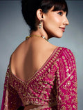 Alluring Hot Pink Cutdana Work Organza Engagement Wear Saree With Blouse - Zeel Clothing