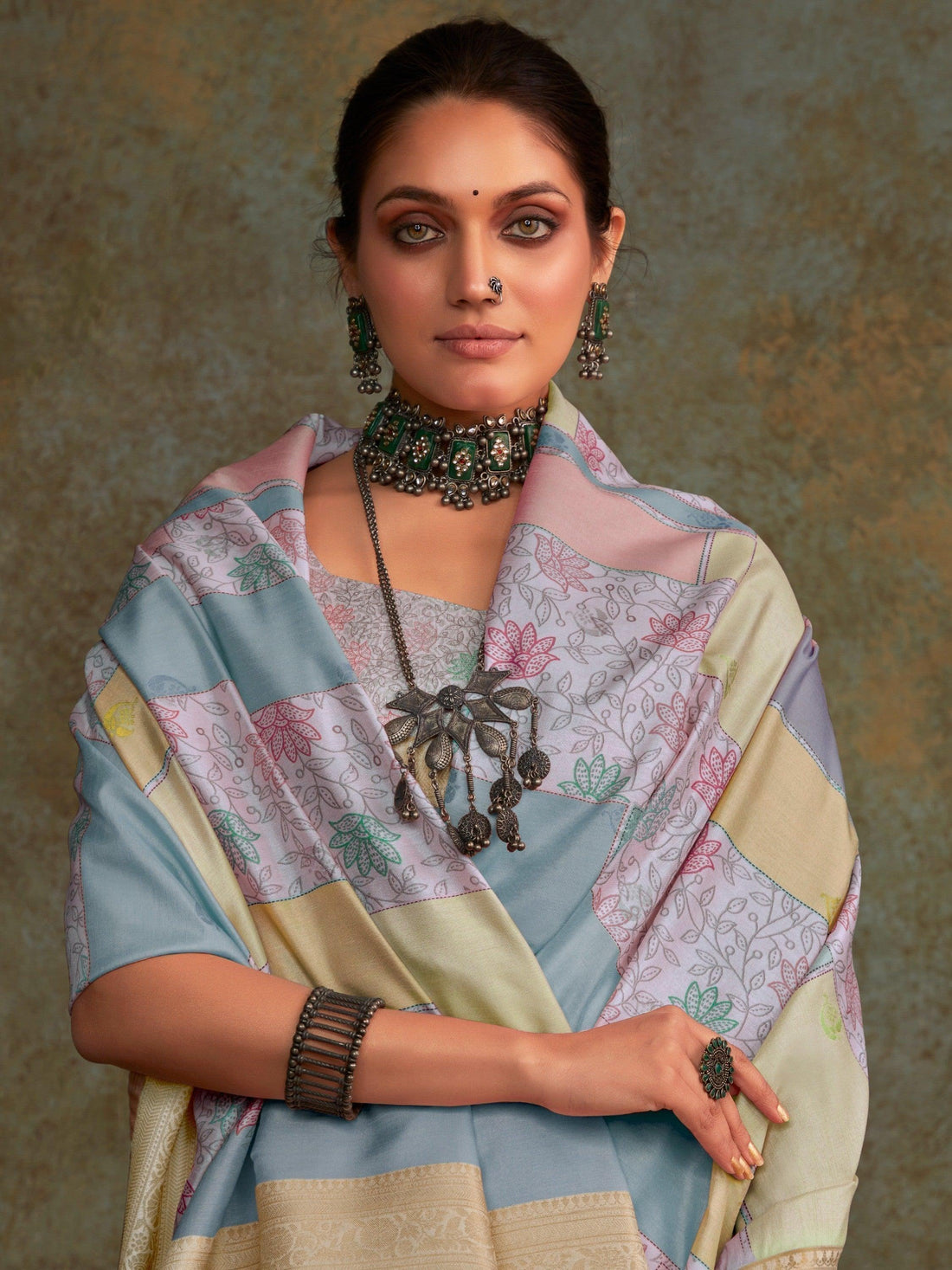 Alluring Lavender Digital Printed Silk Function Wear Saree With Blouse