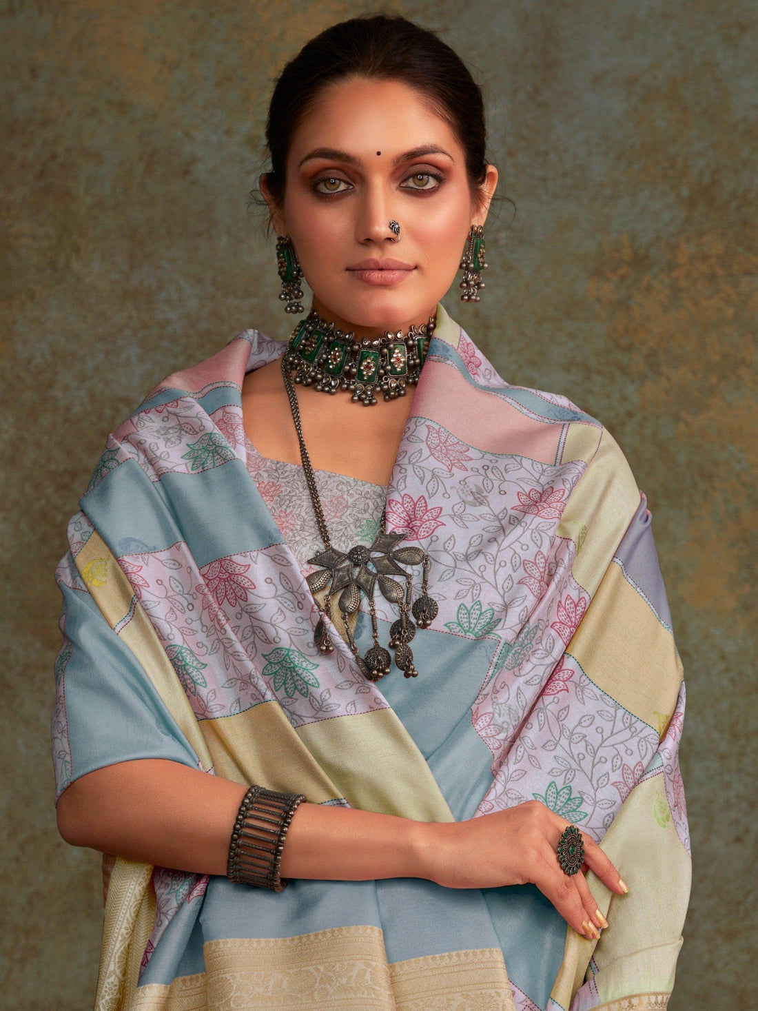 Alluring Lavender Digital Printed Silk Function Wear Saree With Blouse - Zeel Clothing