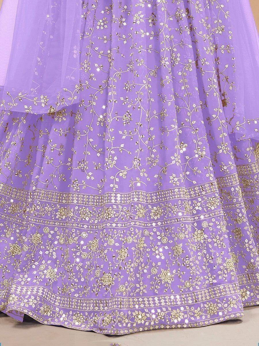 Alluring Lavender Sequins Georgette Engagement Wear Lehenga Choli - Zeel Clothing