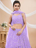 Alluring Lavender Sequins Georgette Engagement Wear Lehenga Choli - Zeel Clothing