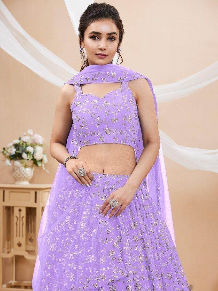 Alluring Lavender Sequins Georgette Engagement Wear Lehenga Choli - Zeel Clothing