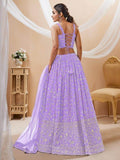 Alluring Lavender Sequins Georgette Engagement Wear Lehenga Choli - Zeel Clothing
