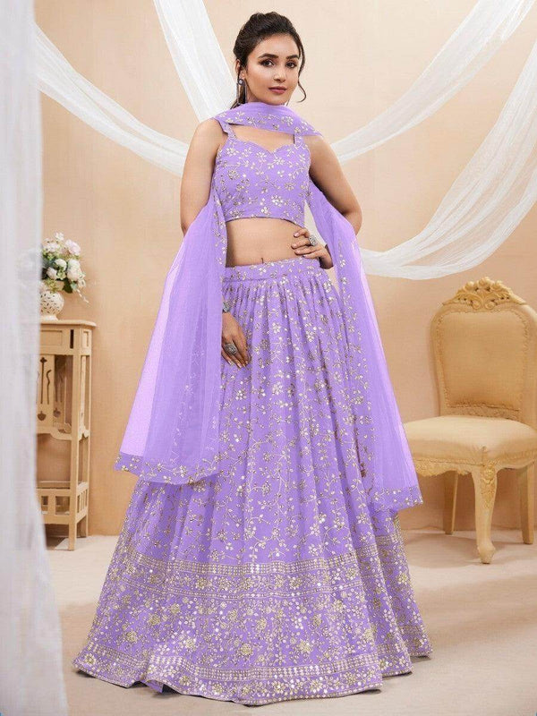 Alluring Lavender Sequins Georgette Engagement Wear Lehenga Choli - Zeel Clothing