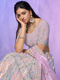 Alluring Lavender Sequins Organza Lehenga Choli With Dupatta - Zeel Clothing