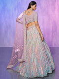 Alluring Lavender Sequins Organza Lehenga Choli With Dupatta - Zeel Clothing