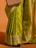 Alluring Light Green Zari Weaving Satin Festive Wear Saree With Blouse - Zeel Clothing